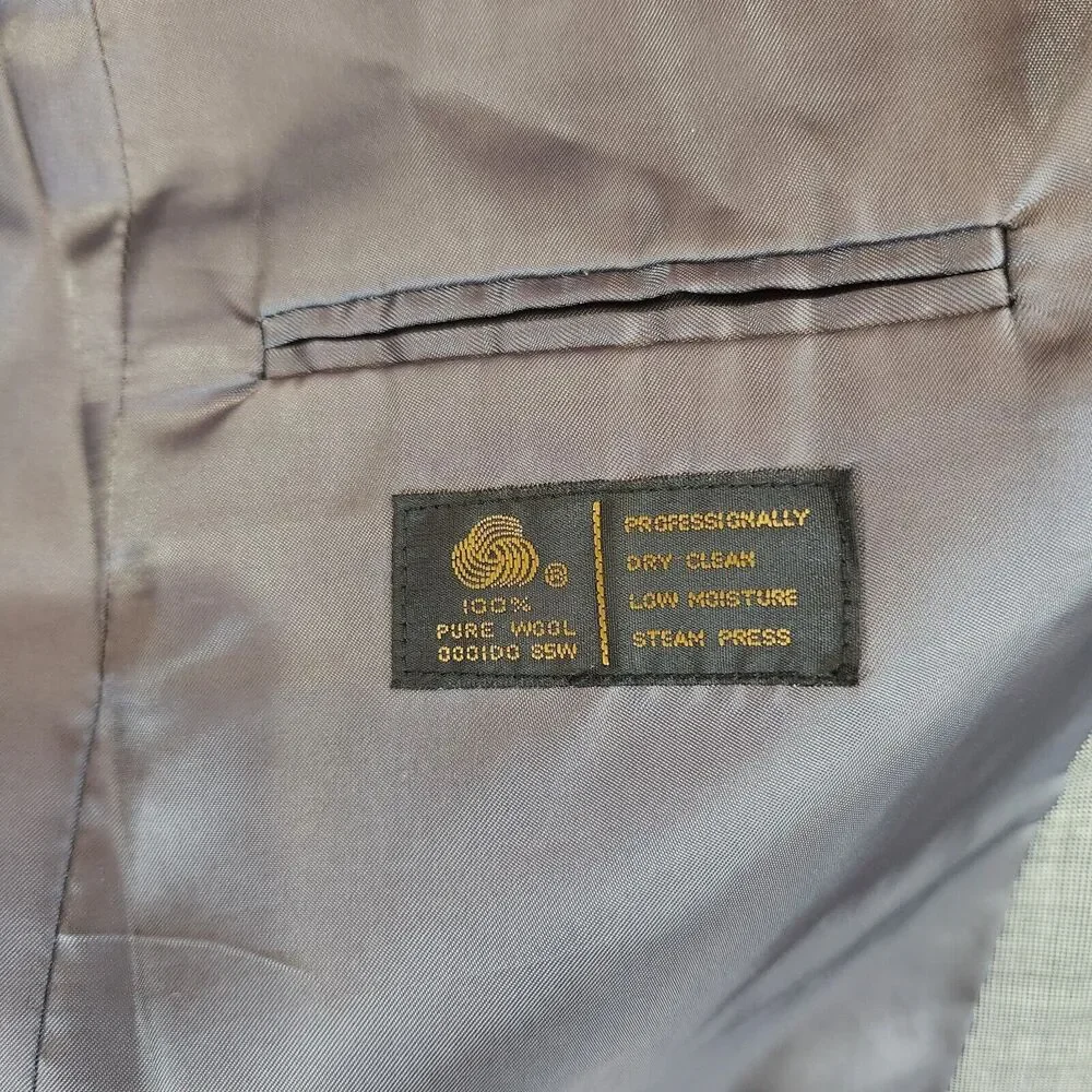 Jones New York Mens Suit Jacket Golden Twist Imported Fabric 100% Pure Wool Gray